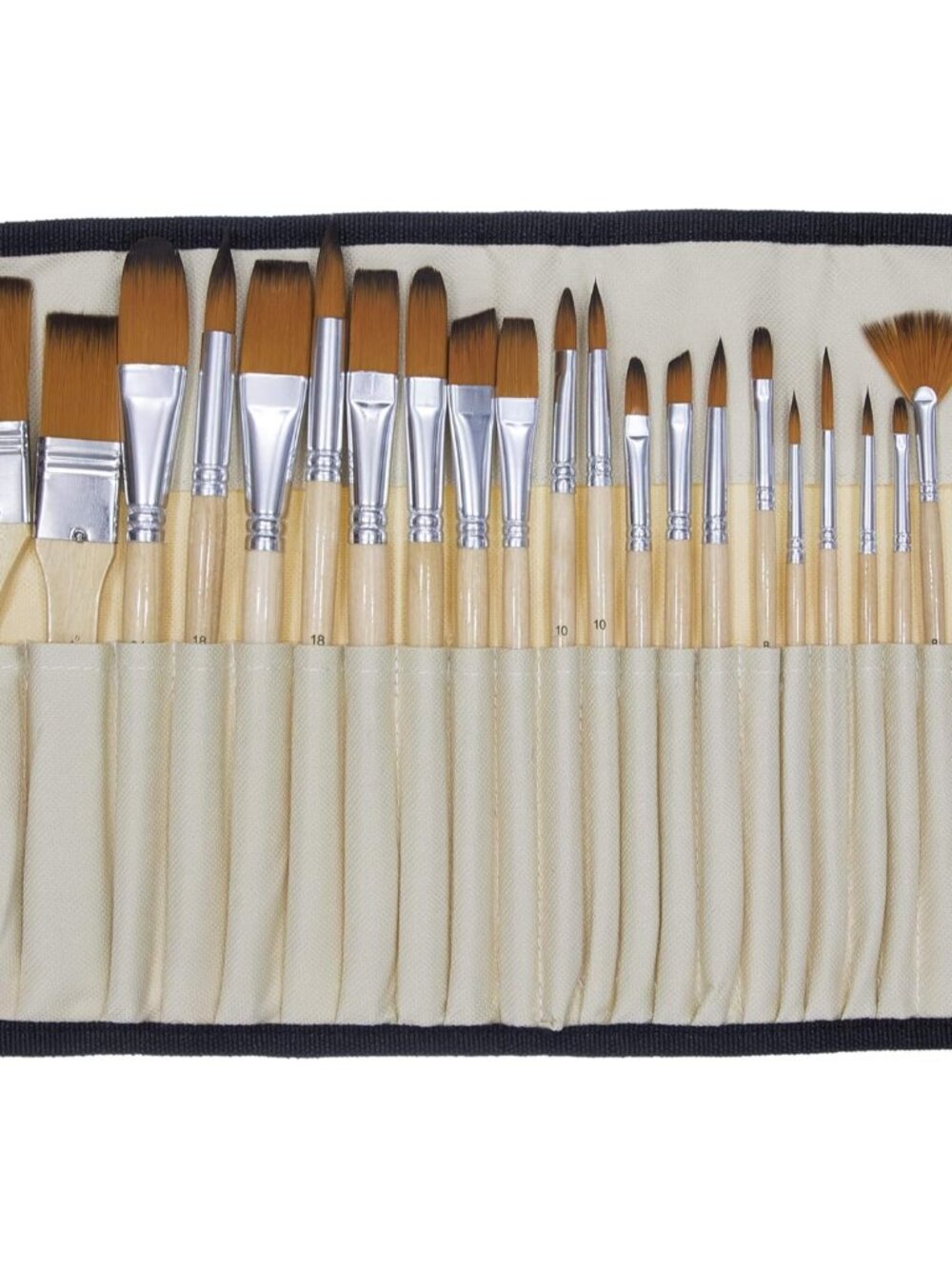 24 Pcs Artist Paint Brush Set with Free Carry Pouch for Watercolor, Acrylic, Oil
